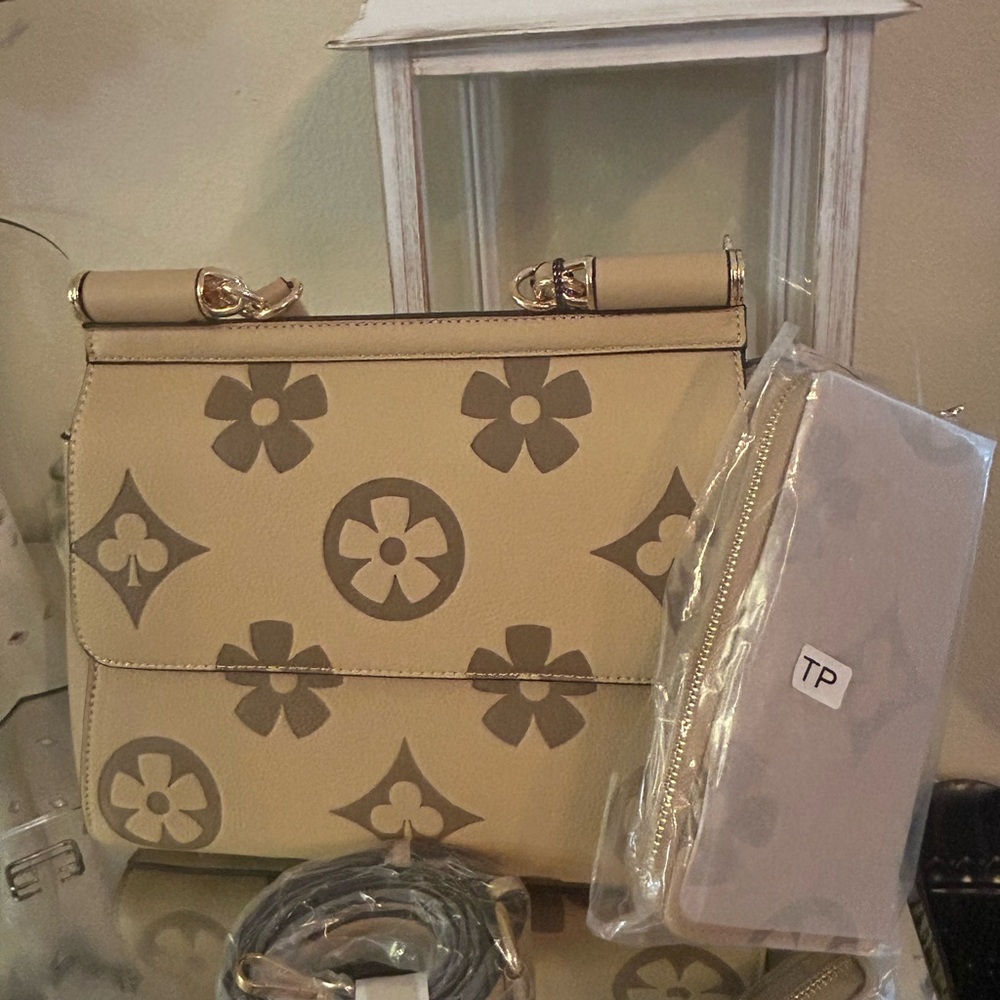 Stylish Beige and Brown Women's Bag with matching wallet